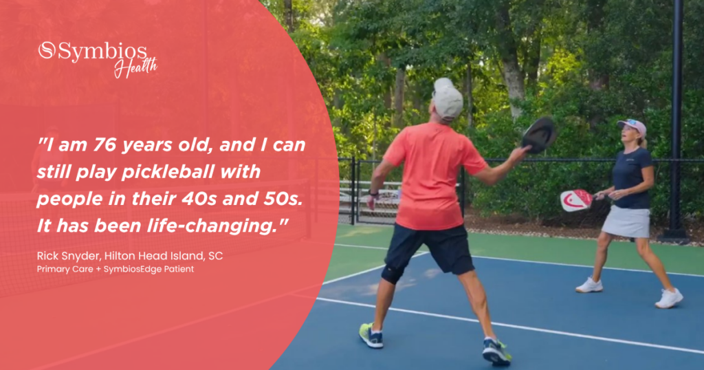 Symbios EDGE patient playing Pickleball. Hilton Head Island, SC